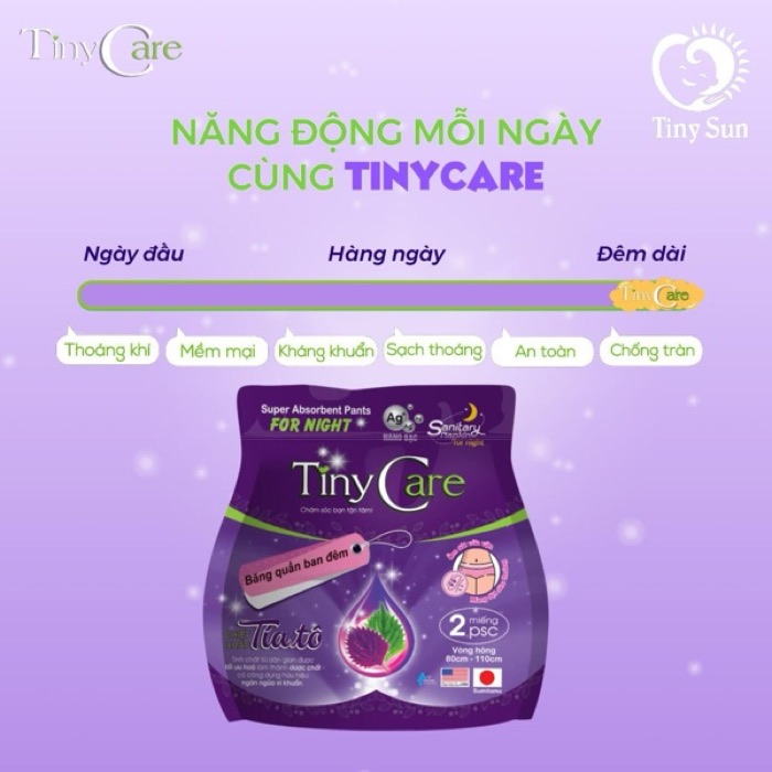 Băng Vệ Sinh Ban Đêm Dạng Quần TinyCare Tinh chất tía tô – TinySun