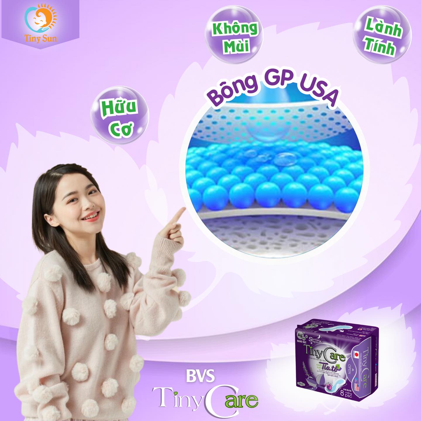 Băng Vệ Sinh TinyCare Tinh Chất Tía Tô - TinySun - Ảnh 5