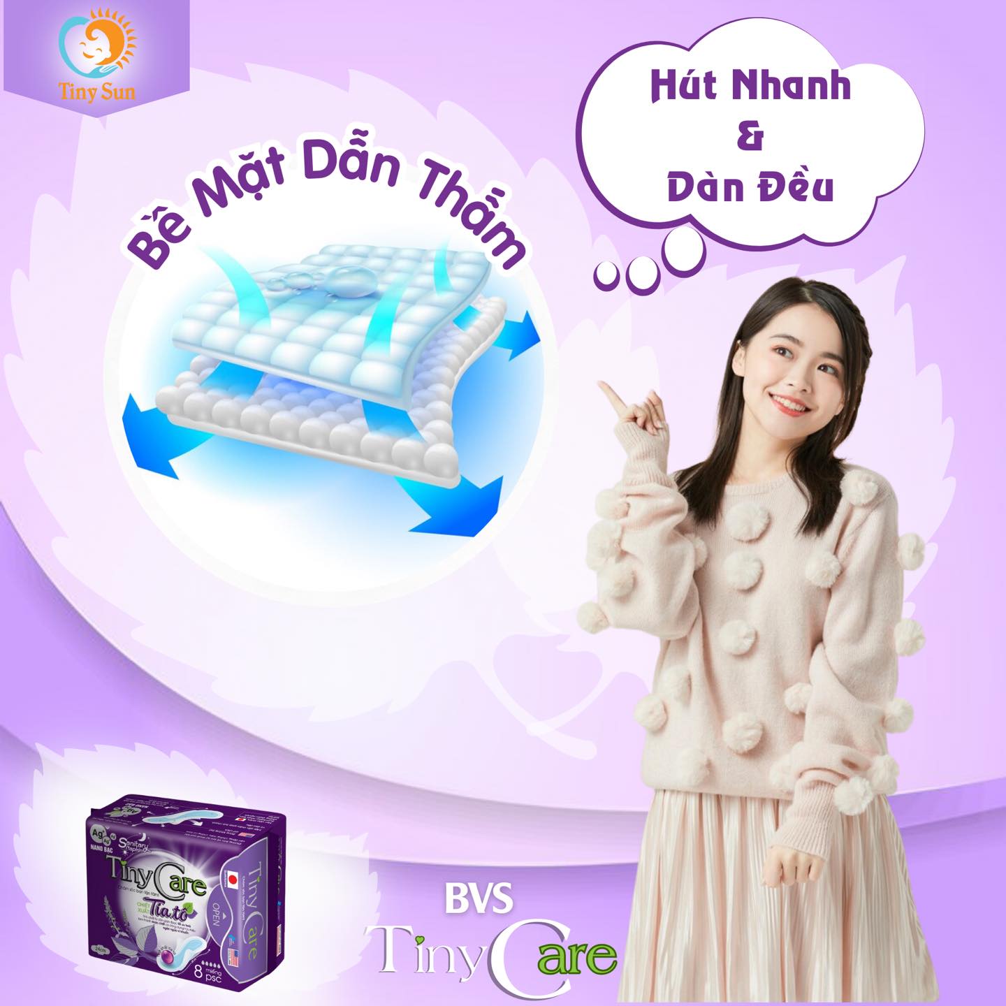 Băng Vệ Sinh TinyCare Tinh Chất Tía Tô - TinySun - Ảnh 6