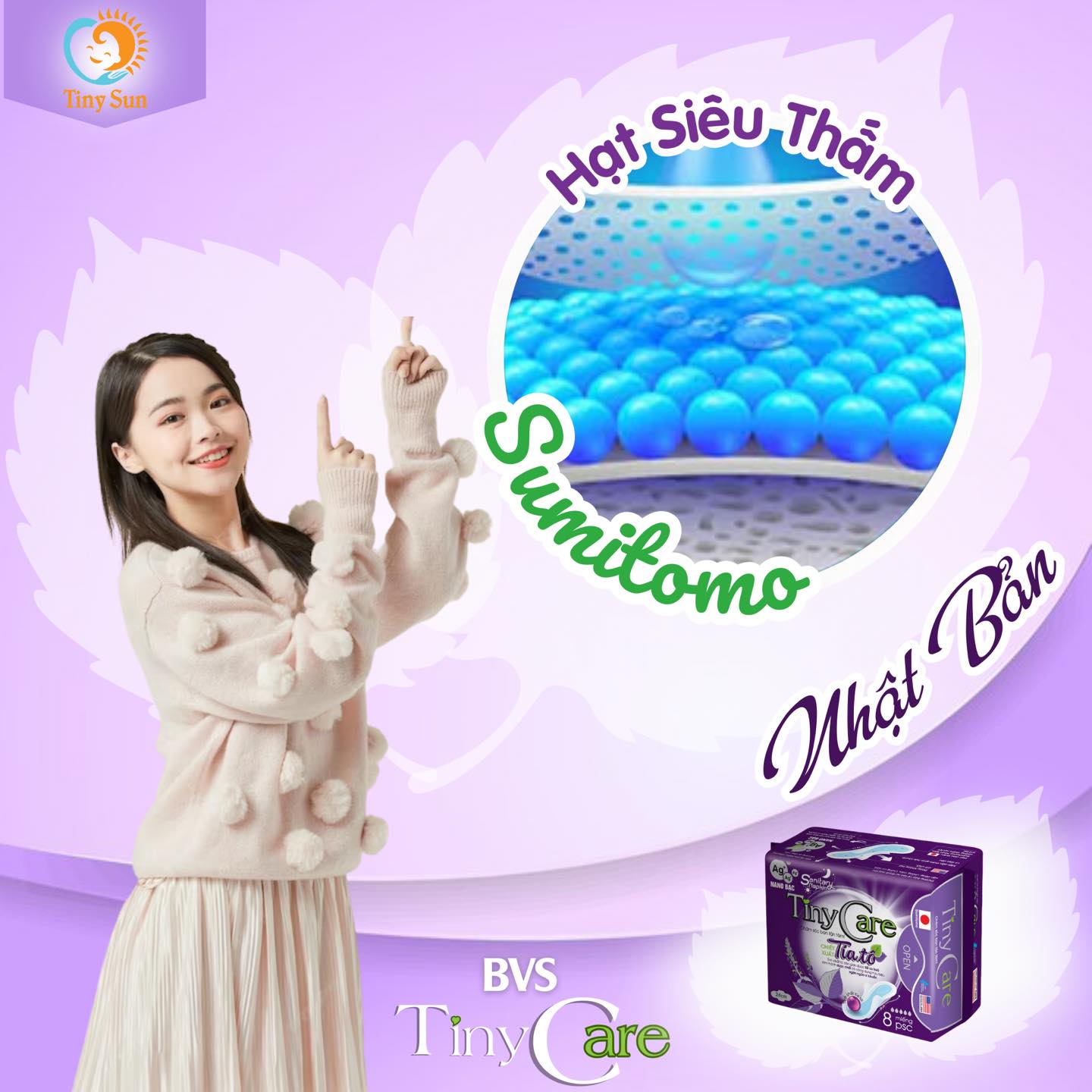 Băng Vệ Sinh TinyCare Tinh Chất Tía Tô - TinySun - Ảnh 7