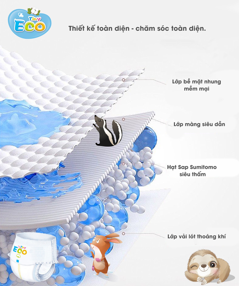 Bỉm Tiny Eco - Đai chun chống lằn - Ảnh 6